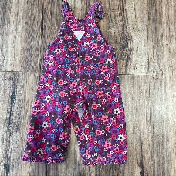 OshKosh B’Gosh Vintage Toddler Corduroy Floral Overalls - Picture 2 of 5